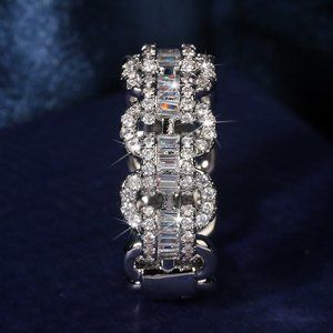 💝 "Luxury Eternity Wedding 925 Silver Plated CZ Dainty Ring for Women,UNVN12261
